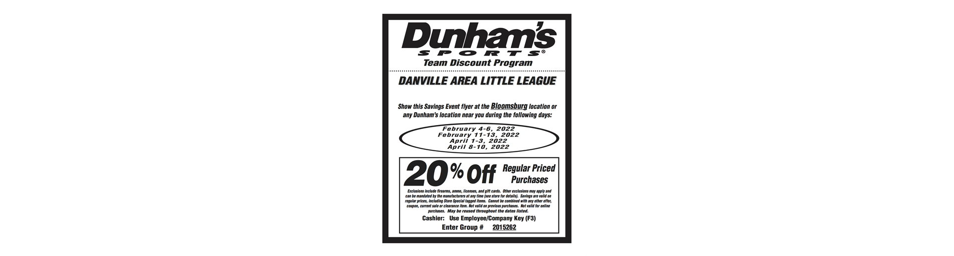 Dunhams Sports 20% Weekends